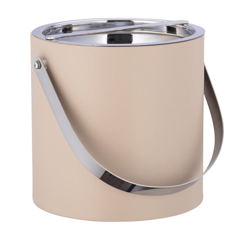 Seau à glace en similicuir Senetta, Taupe / chrome poli