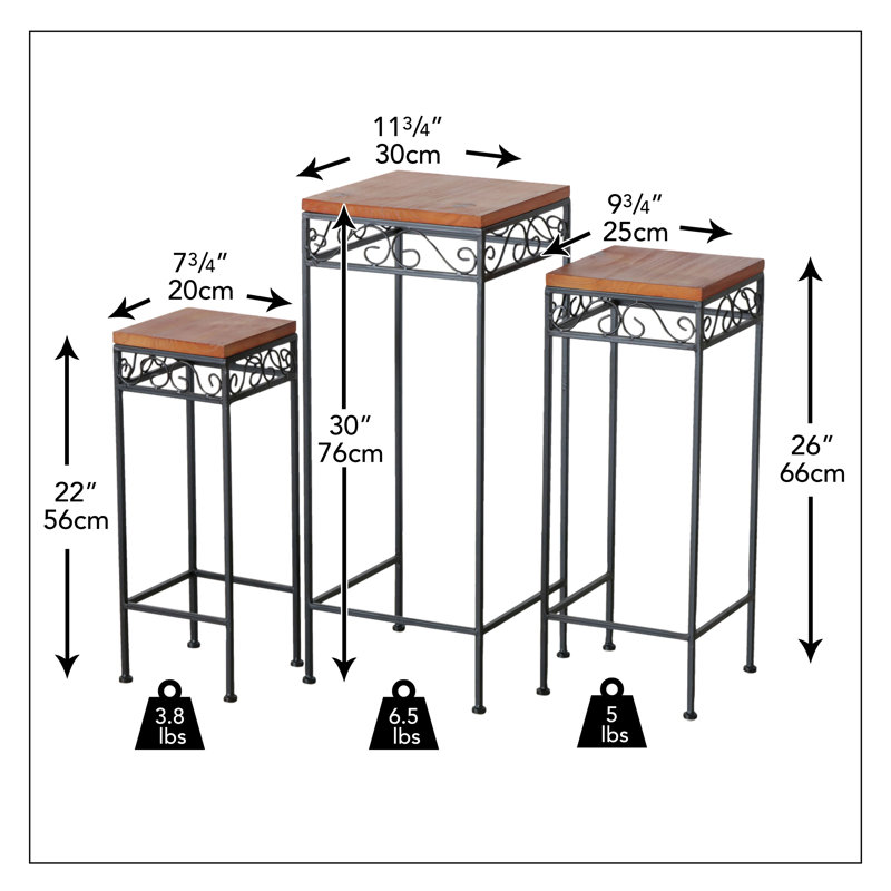 3 Piece Wood Top Nesting Table Set