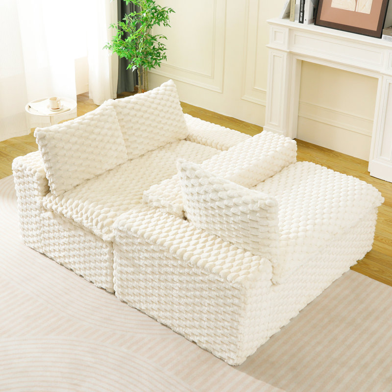 Velours blanc tortue multifonctionnel, tissu doux, confortable pour 4 personnes, convient aux petits espaces disposables de différentes façons, éponge de haute qualité, salon