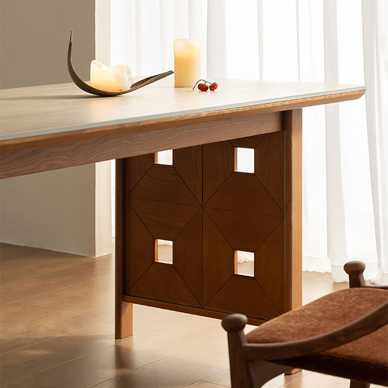 Rectangular Solid Wood Rock-Board Dining Table, 29.5"H x 55.1"L x 31.5"W
