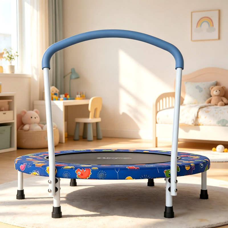 Mini trampoline 36 "pour enfants de 1 à 6 ans, transat intérieur pour tout-petits avec poignée de sécurité - Équipement d'exercice amusant
