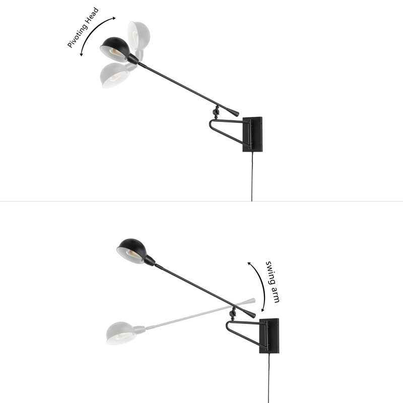 Arvis Single Light Iron Dimmable Plug-in Armed Sconce