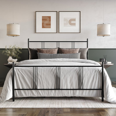 TWIN SIZE METAL PLATFORM BED IN BLACK