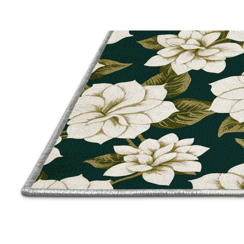  Tapis hawaïen lavable Gardenias, Rectangle de 5 pi x 8 pi