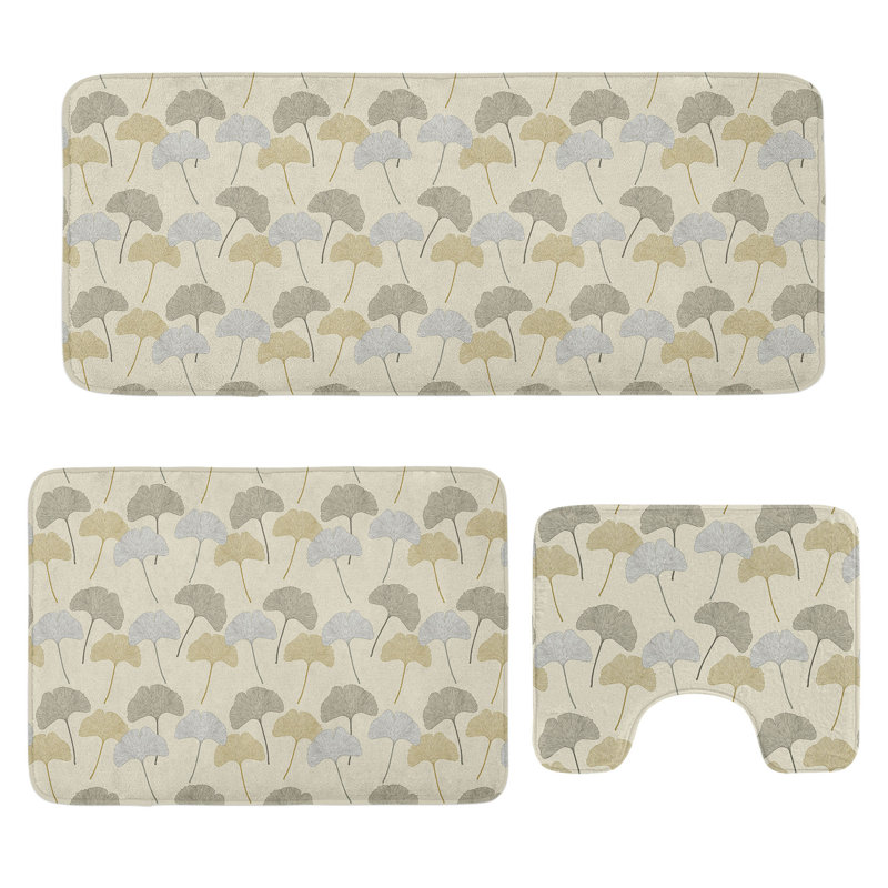  Ensemble de 3 tapis de salle de bain Gingko