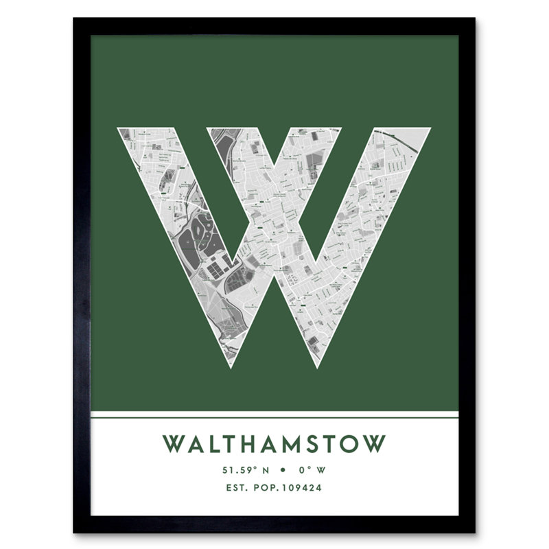 Walthamstow City Map Walthamstow Green by Wee Blue Coo - Single Picture Frame Typography