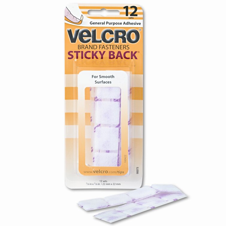 Velcro 90073 Sticky Back Squares, 7/8, White - 12 pack