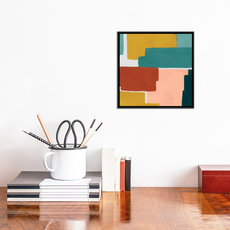 «Block Abstract IV», reproduction sur toile, H 18 po x l 18 po x P 1,5 po, Toile encadrée noire, Pas de tapis