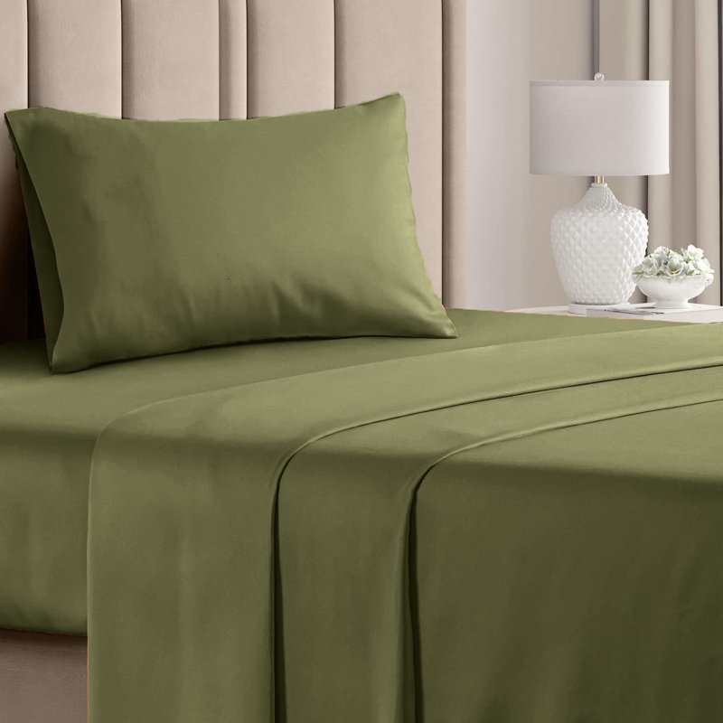  Premium Luxury 4 Piece Rayon from Bamboo Sheet Set, Twin XL Sheet Set with 2 Pillowcases, Olive