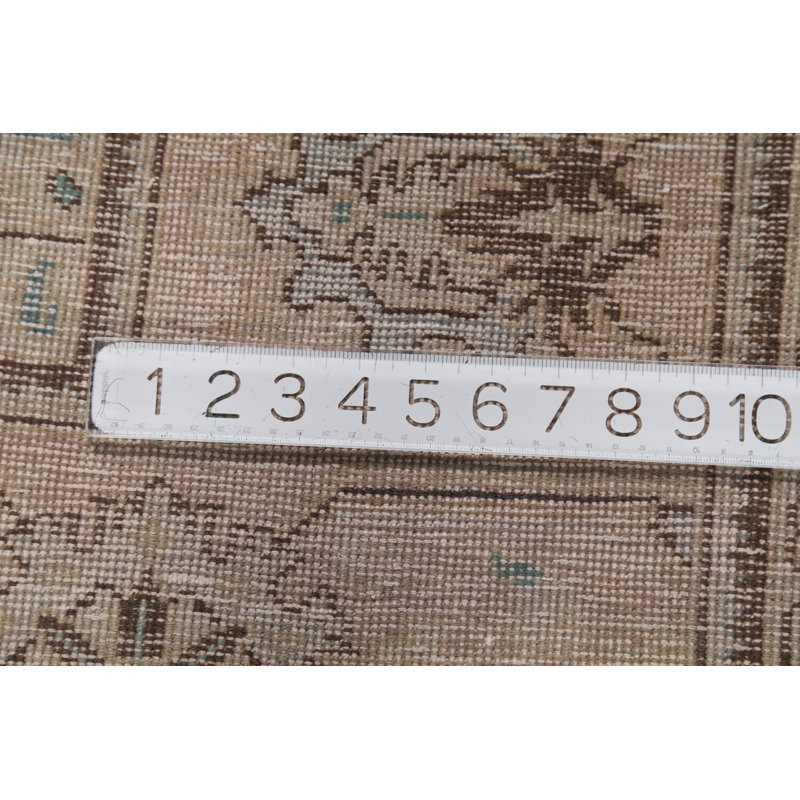 Tapis traditionnel rose en laine à motif géométrique 9 x 11