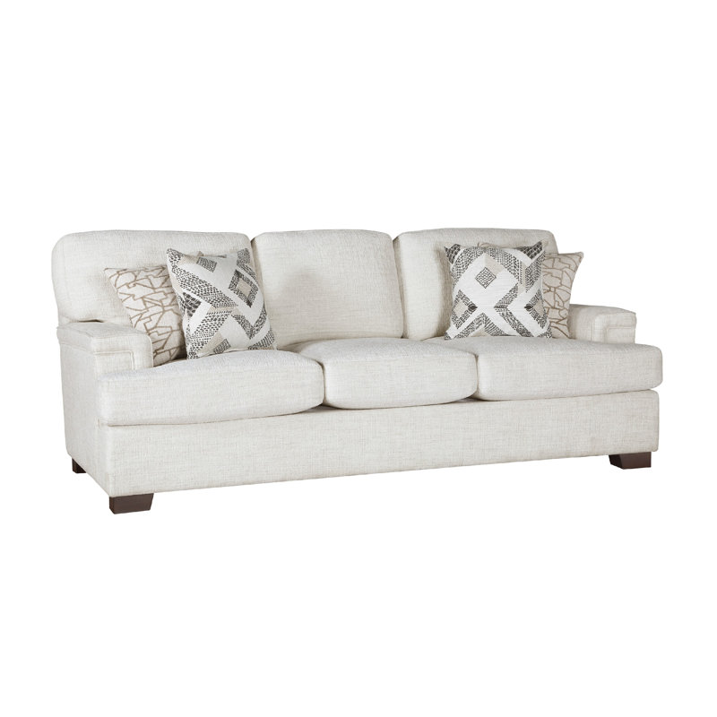 Canapé Osy avec 4 coussins décoratifs, 91 pouces, chenille ivoire doux