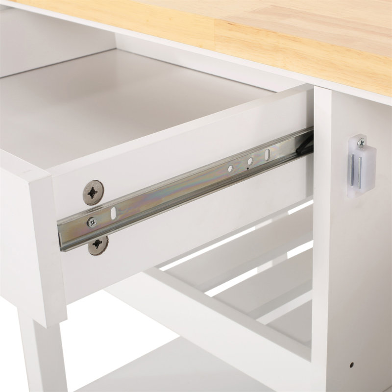 Élégant chariot de cuisine avec tiroir, tablettes et armoire pour un rangement et une organisation améliorés, Blanc
