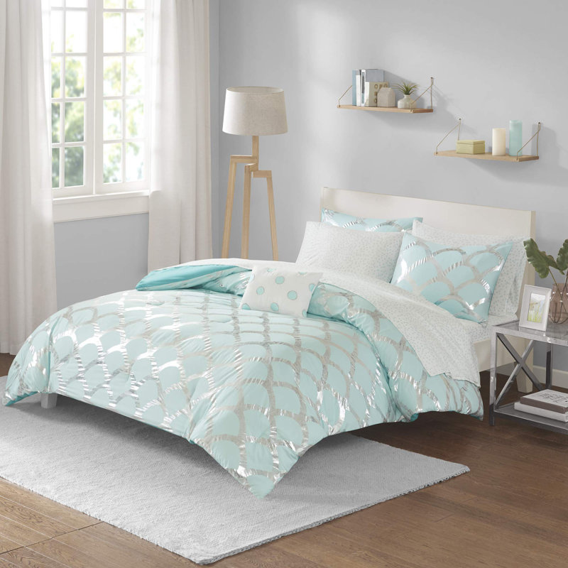 Ensemble d'édredon Lorna, Grand édredon et 8 pièces supplémentaires, Turquoise