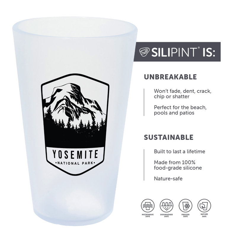 Silipint: Yosemite National Park Verres à bière: 16 oz: paquet de 2 - tasses en silicone à imprimé à glaçons, incassables
