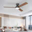 52 po Ventilateur de plafond encastré noir intérieur / extérieur à intensité variable avec lumière et télécommande, 6 vitesses DC réversible sans bruit-790903957