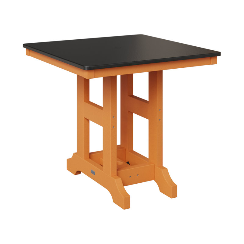 Table de salle à manger à hauteur de comptoir 33 po Berlin, Orange mangue, Noir martelé, H 35,5 po x l 33 po x P 33 po