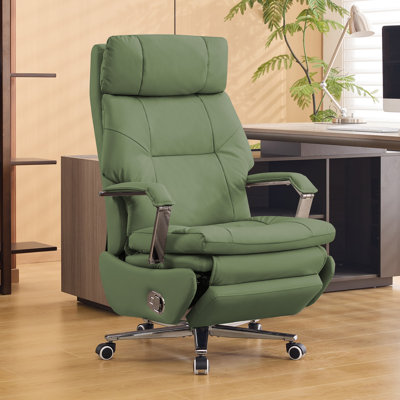 Faux Leather Office Chair with Retractable Footrest