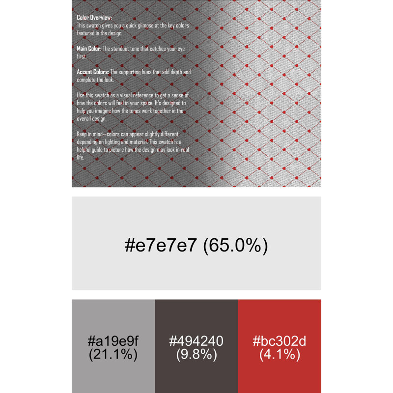 Tapis gris/rouge à motifs Billerica, Rectangle 5 pi x 7 pi