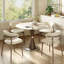 Table de bistro ronde pour salle à manger 31"/39"/43" pour 2 à 4 personnes, avec piètement en métal texturé pierre frittée et bois, idéale pour un coin repas ou une cuisine.-602642376-602642227