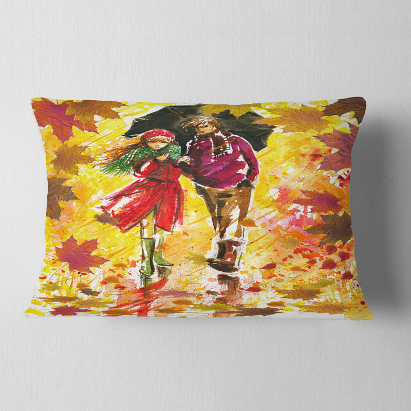 Coussin lombaire Landscape Autumn Walk of Couple