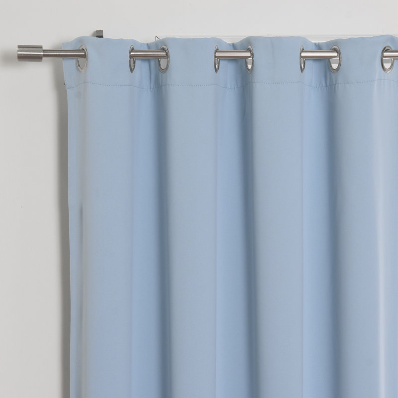 Schaeffer Solid Blackout Thermal Grommet Curtain Panels, Sky Blue, 52" W x 108" L