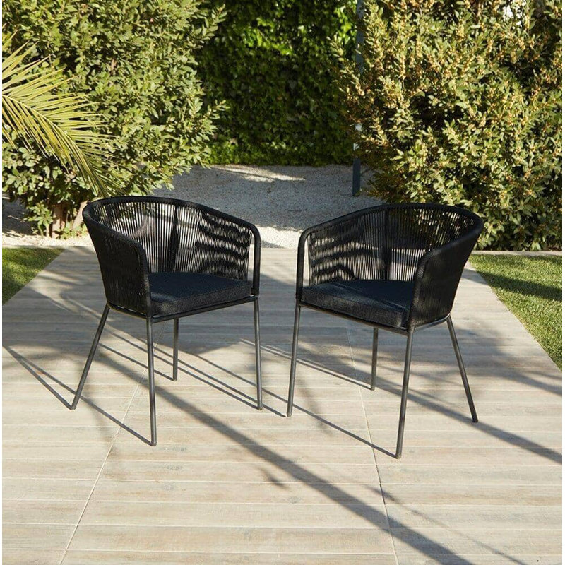 Fabiano Rectangular 8 - Person 235cm Long Dining Set with Cushions and Umbrella, Black