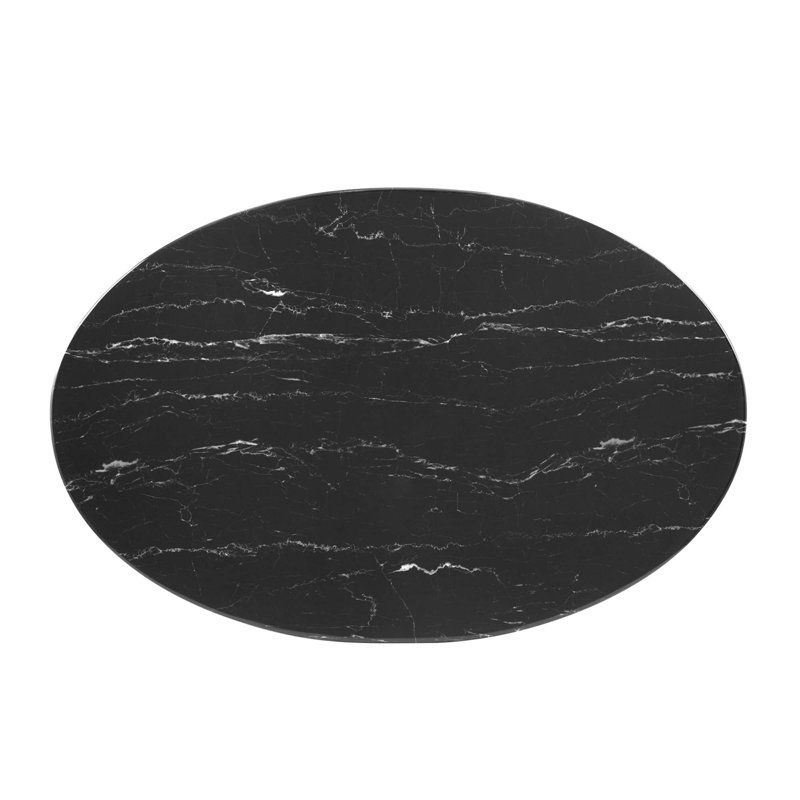  Table de salle à manger en marbre artificiel Lippa, Noir, Or rose, H 29,5 po x L 42 po x l 27,5 po