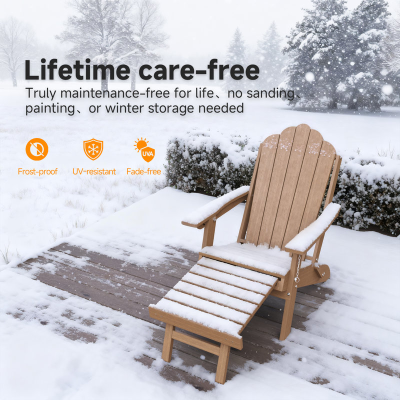 Ensemble de 2 chaises Adirondack pliantes en PEHD avec repose-pieds rétractable, chaises de patio réglables toutes saisons à 3 positions