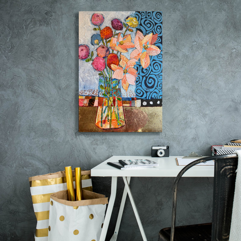 «Spirals And Flowers» par St Hilaire Elizabeth, art mural sur toile, H 26 po x l 18 po