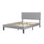 Structure de lit tapissier en velours gris avec tête de lit capitonnée à motif de losanges gris, aucun sommier tapissier requis-205811839-209345509