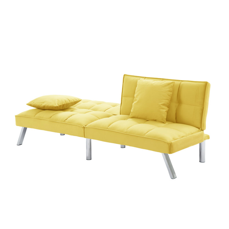 73'' Tufted Convertible Sleeper Futon Sofa, Yellow