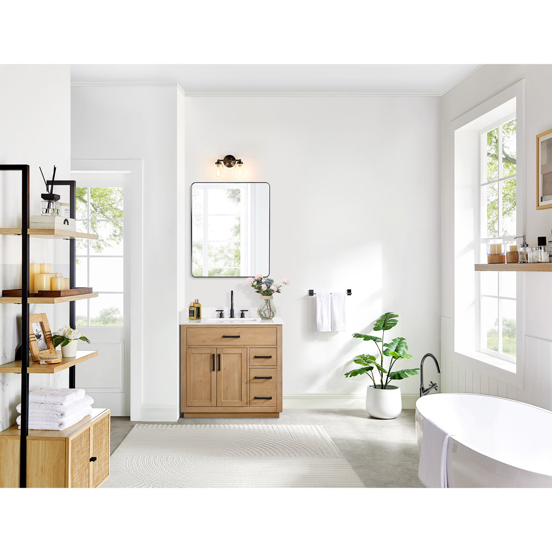 Gavino 36'' Single Bathroom Vanity with Stone Top Rosdorf Park Base 