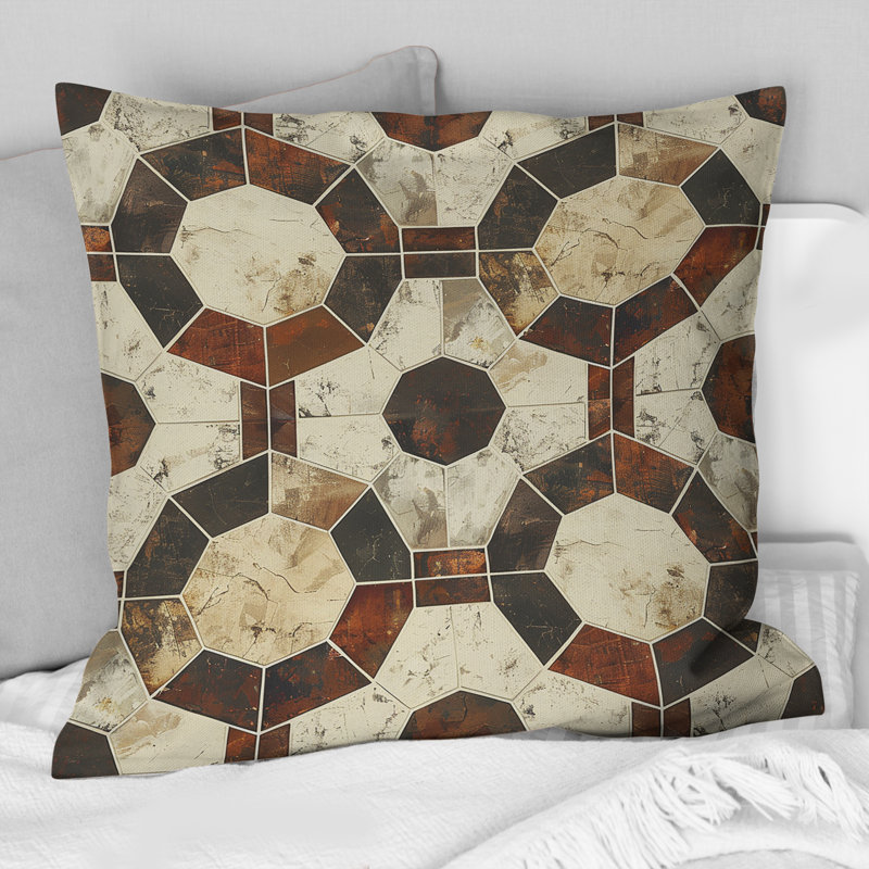 Coussin décoratif noir beige Midcentury, H 16 po x l 16 po