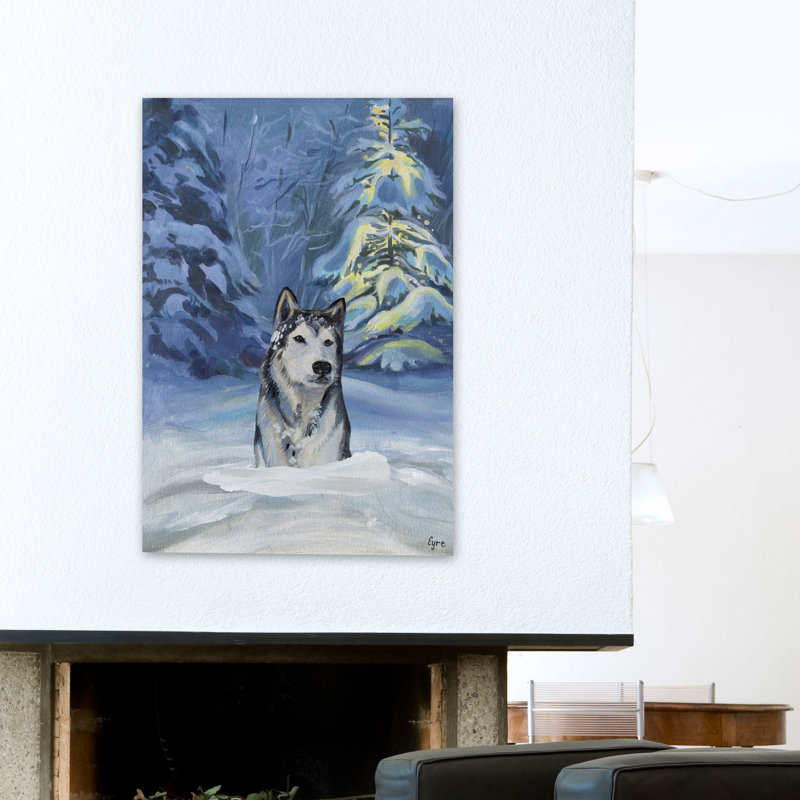 «Husky in the Snow», reproduction d'art sur toile tendue, 24" H x 16" L x 1.5" D