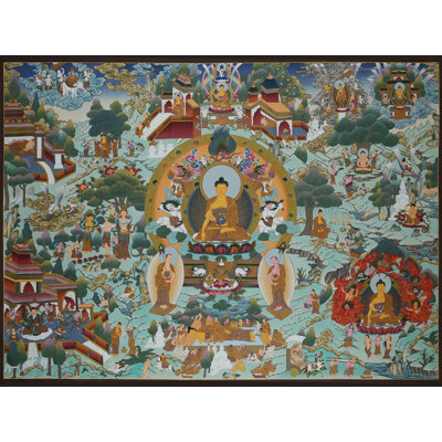 Lord Buddha Story (Brocadeless Thangka) | Pure 24 Carat Gold With Acrylic Paint