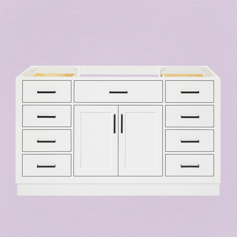 60" Single Sink Bathroom Vanity, White, Matte Black