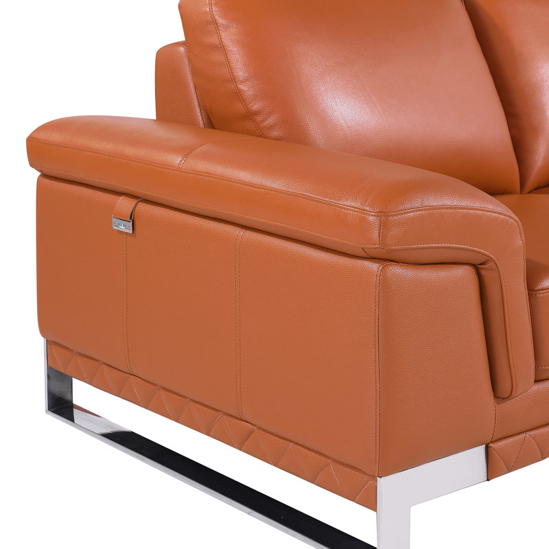 Chaise en cuir italien à grain supérieur, Chameau
