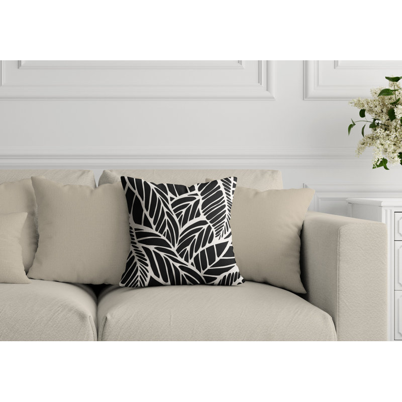 Housse et insert de coussin extérieur d'extérieur, 19 po x 19 po, Noir, Carré