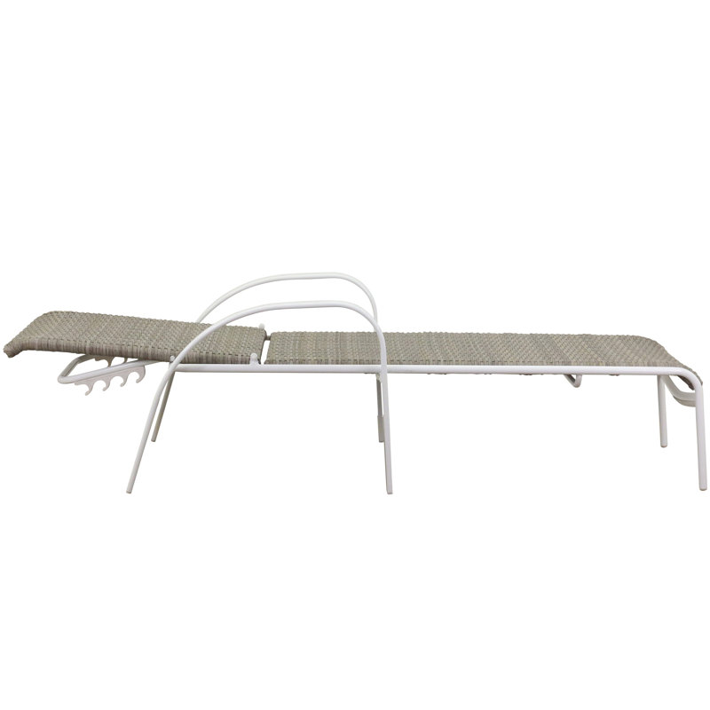Outdoor Chaise Lounge with Table, Gray, White