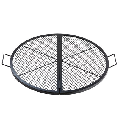 Grille de cuisson ronde pliable en acier robuste de 91 cm (36 pouces) avec poignée, idéale pour les réunions de famille et le camping. Support pour côtes levées et toasts.