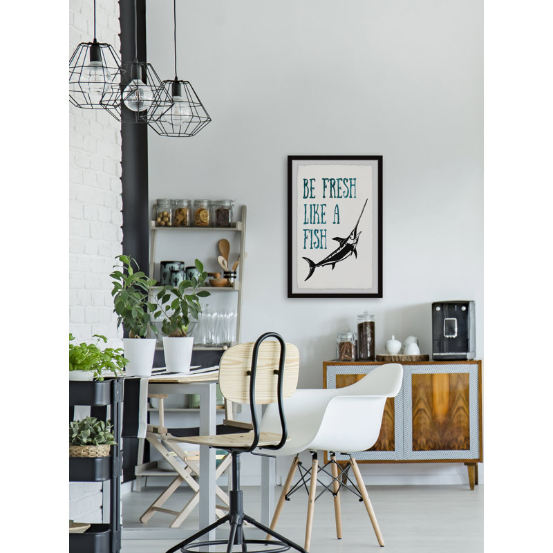 Be Fresh like a Fish IV' Framed Graphic Art Print, 12" H x 8" W x 1.5" D
