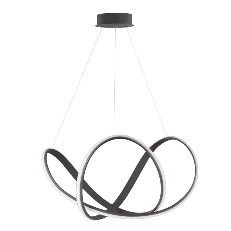 1 - Light LED Geometric Pendant, 120cm H x 70cm W x 70cm D, White