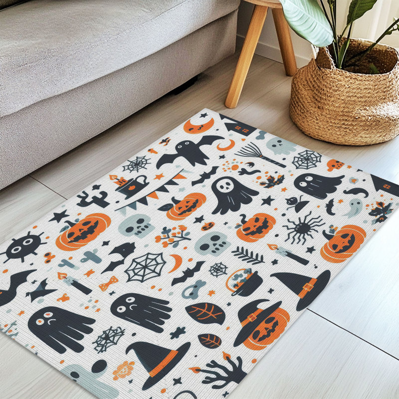 Tapis tressé Eerie Ghostly Glow, Rectangulaire 3 pi x 5 pi