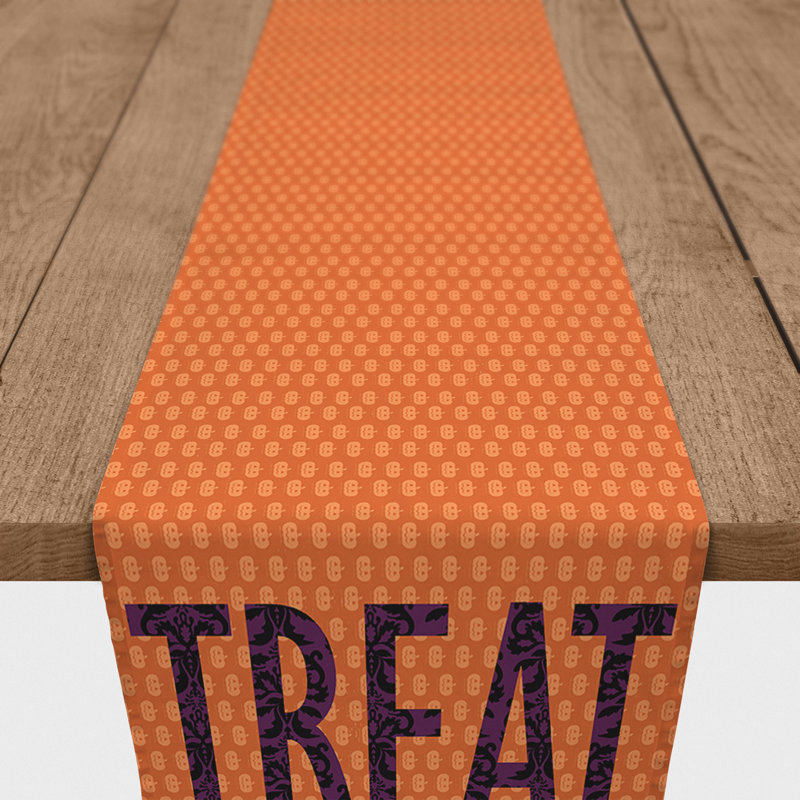 Simeon Geometric Halloween Table Runner, 90" L x 16" W