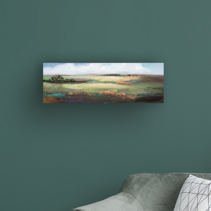 «A Day to Be Lazy» par Karen Hale - peinture panoramique sur toile tendue, H 6 po x l 19 po x P 2 po