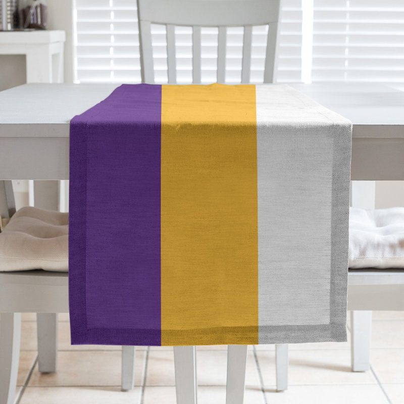 Los Angeles LA Basketball Table Runner, 90" L x 16" W, Purple/Gold/White, Cotton Twill