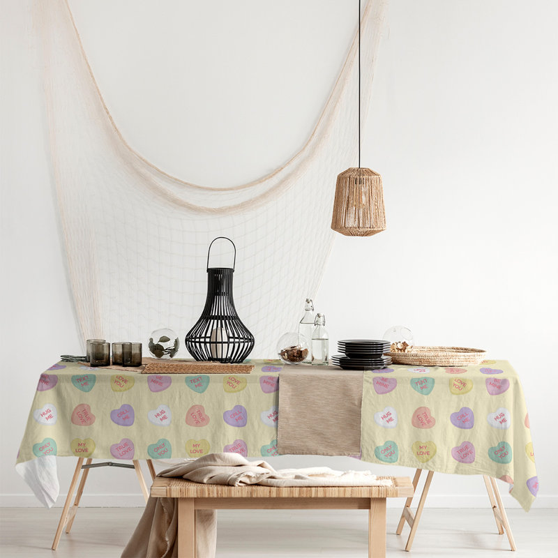 Festive Hol Tablecloth, 102" L x 58" W, Yellow/Purple/Green
