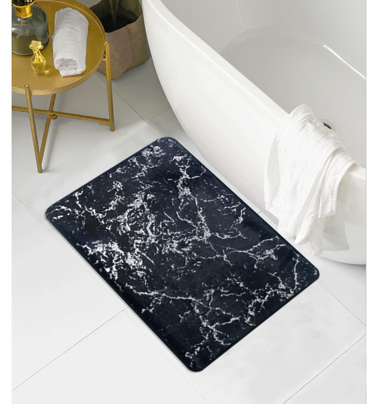 Tapis pour salle de bain Latéralica, Marine / Argent
