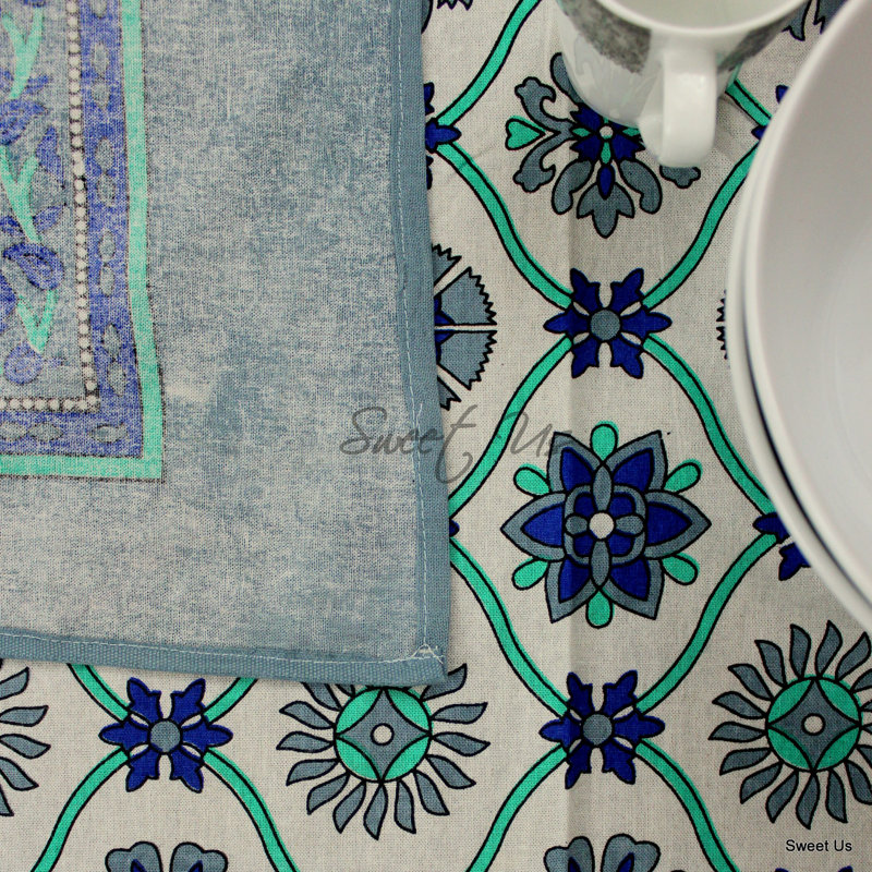 Nappe en coton, L 70 po x l 104 po, Bleu