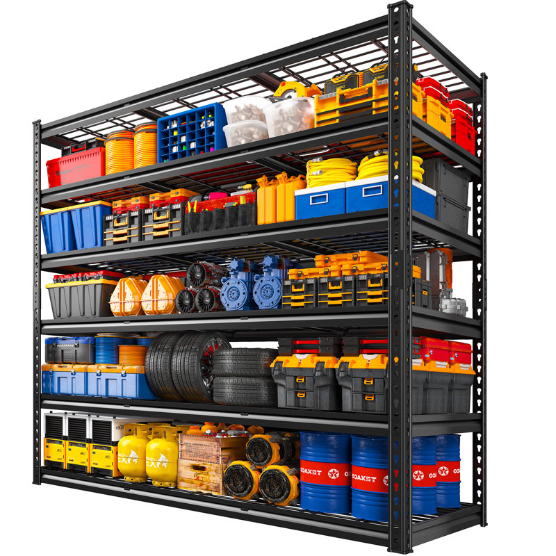 Étagère de rangement robuste à 6 niveaux pour rivets, hauteur 198 cm (78 po), étagère métallique réglable avec cadre à bords roulés, capacité de charge totale de 1 500 kg (3 300 lb) pour garde-manger ou entrepôt
